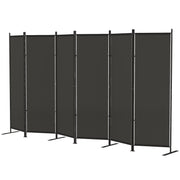 6-Panel Room Divider - Charcoal Grey 6ft Folding Screen-Home Furnishings > Living Room Furniture > Room Dividers-DECOROLALA