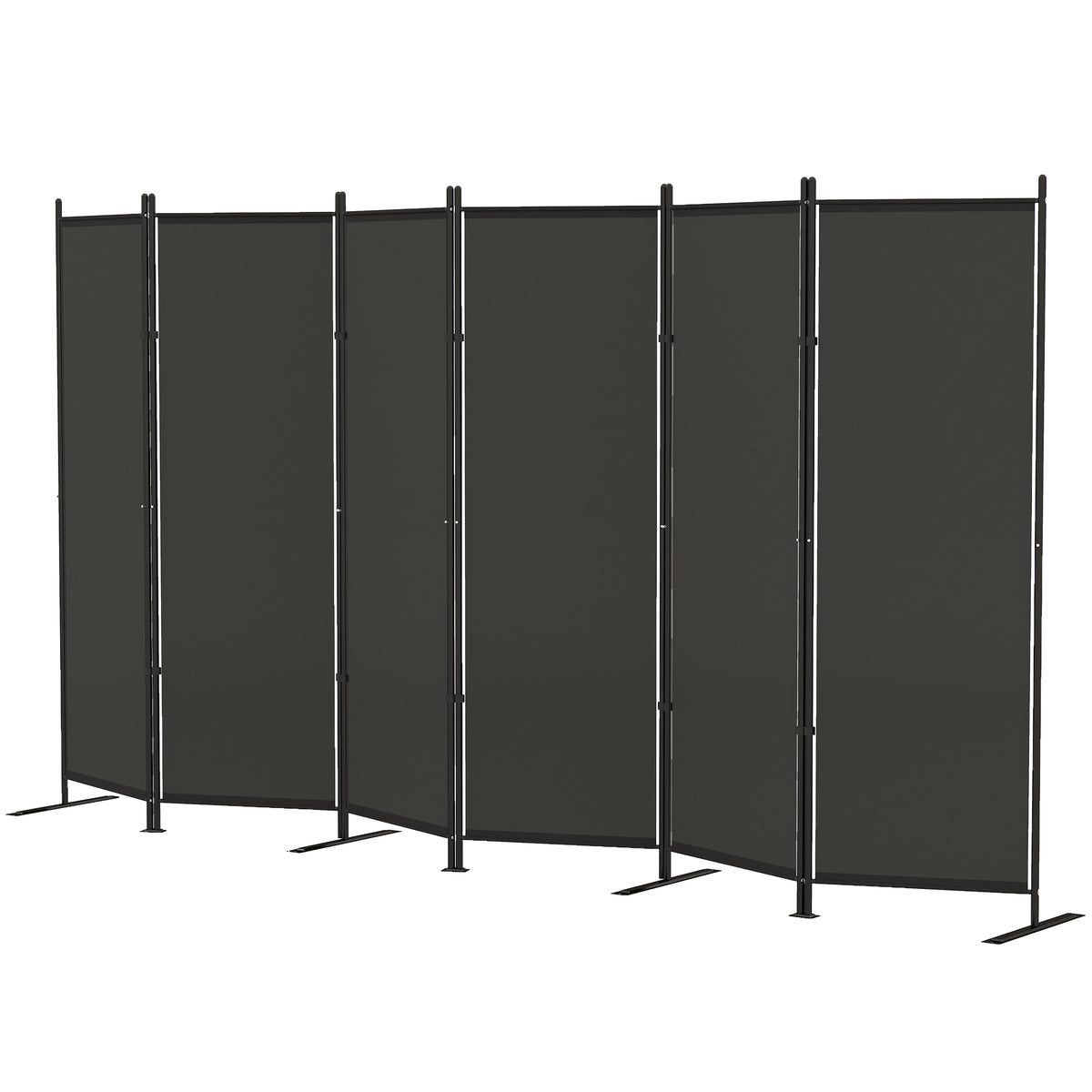 6-Panel Room Divider - Charcoal Grey 6ft Folding Screen-Home Furnishings > Living Room Furniture > Room Dividers-DECOROLALA