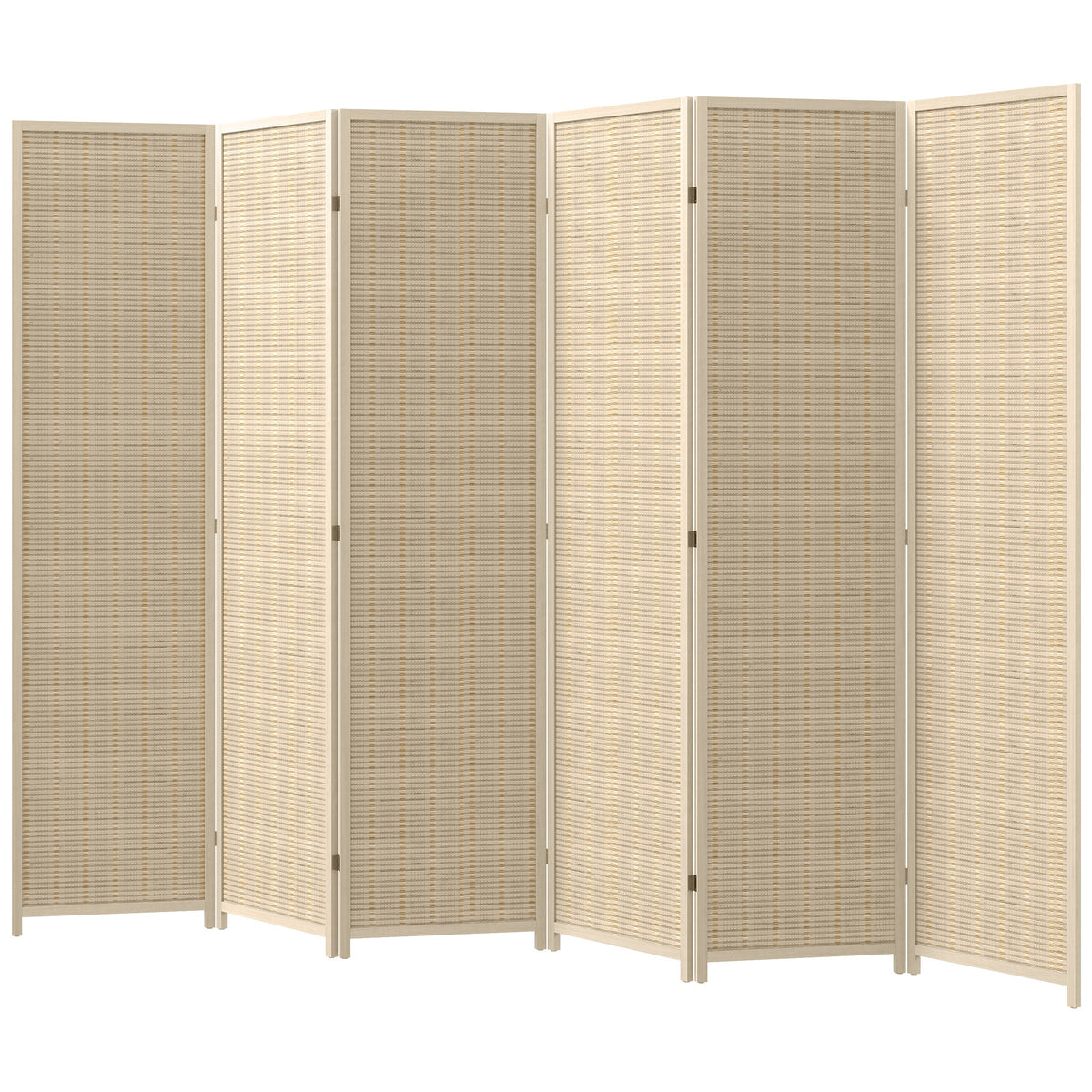 6-Panel Woven Bamboo Room Divider - Natural Wood 71" H-Home Furnishings > Living Room Furniture > Room Dividers-DECOROLALA