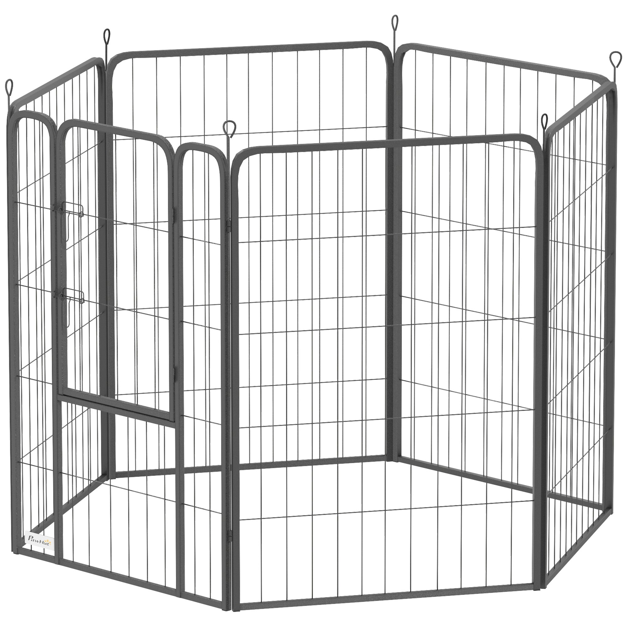 6 Panels Heavy Duty Dog Playpen Outdoor Indoor with Door & Strap, 39" Height Portable & Foldable Pet Playpen-Dogs-DECOROLALA