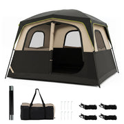 6-Person Camping Tent Easy Setup Family Cabin Tent with Top Rainfly Mesh Windows-Black-Tents-DECOROLALA
