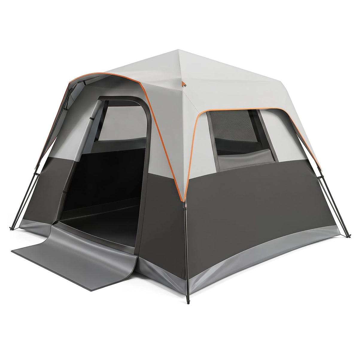 6-Person Outdoor Camping Tent Blackout Easy Setup Instant Cabin Tent with Rainfly and Carrying Bag-Grey-Tents-DECOROLALA