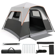 6-Person Outdoor Camping Tent Blackout Easy Setup Instant Cabin Tent with Rainfly and Carrying Bag-Grey-Tents-DECOROLALA