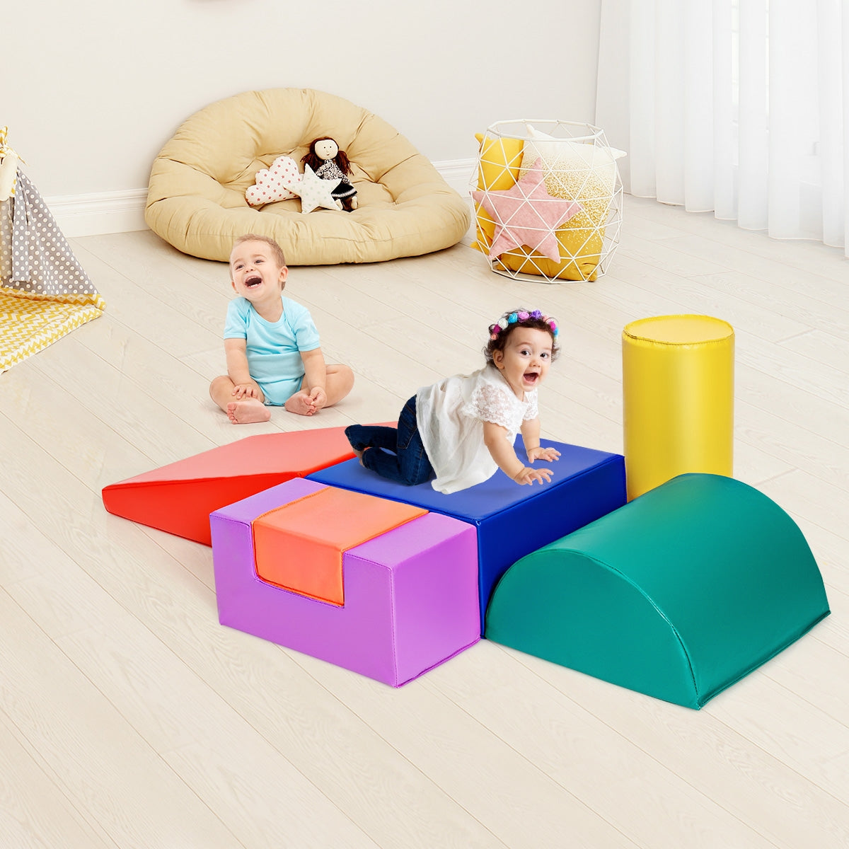 6 Piece Climb Crawl Play Set Indoor Kids Toddler