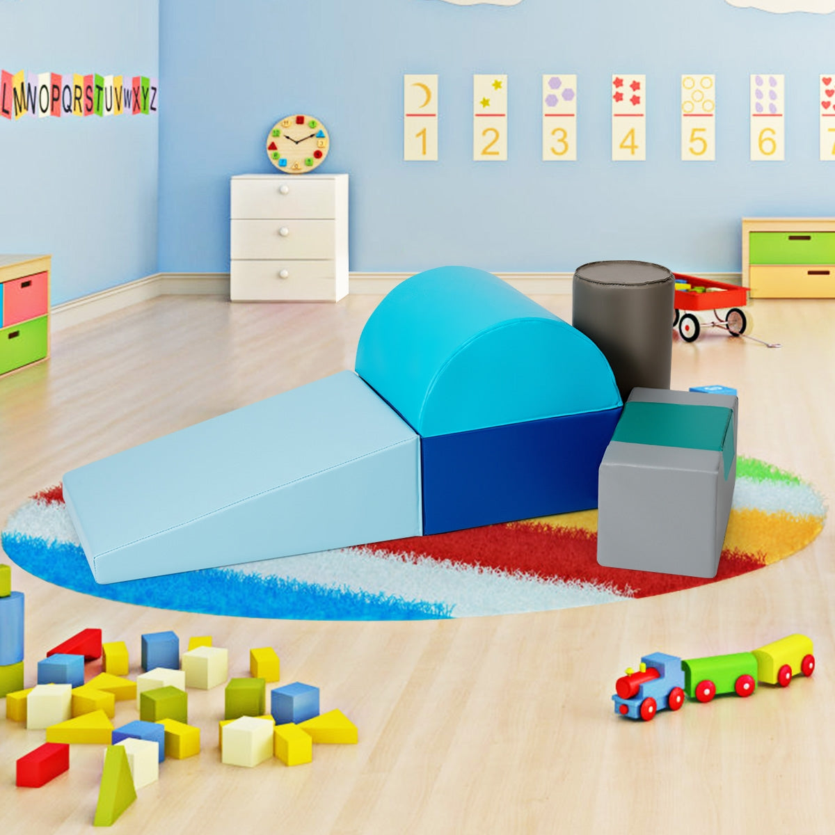 6 Piece Climb Crawl Play Set Indoor Kids Toddler