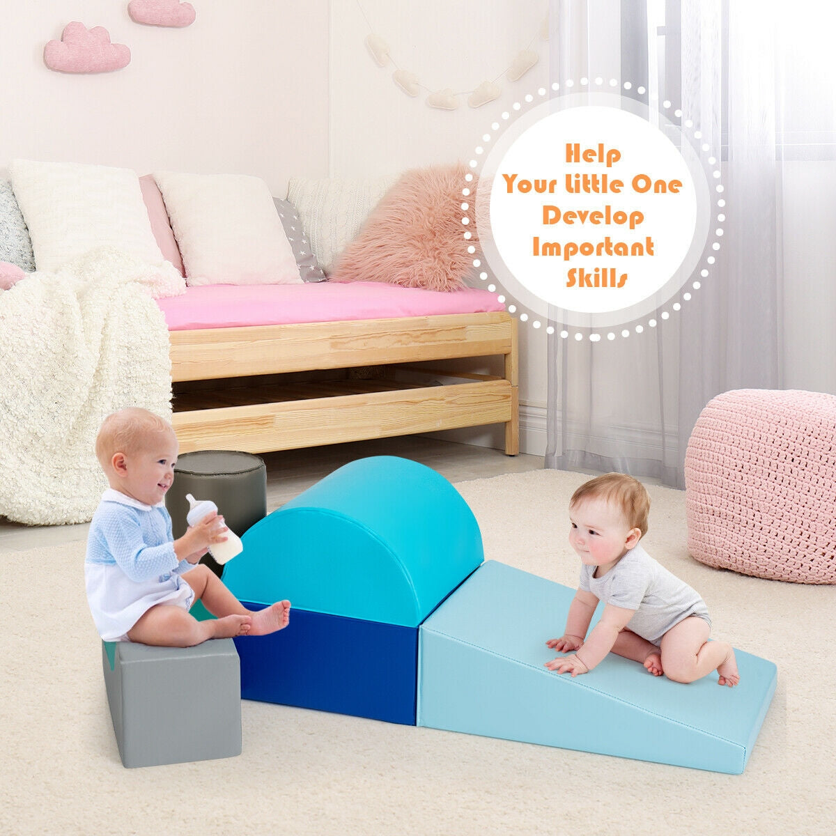 6 Piece Climb Crawl Play Set Indoor Kids Toddler