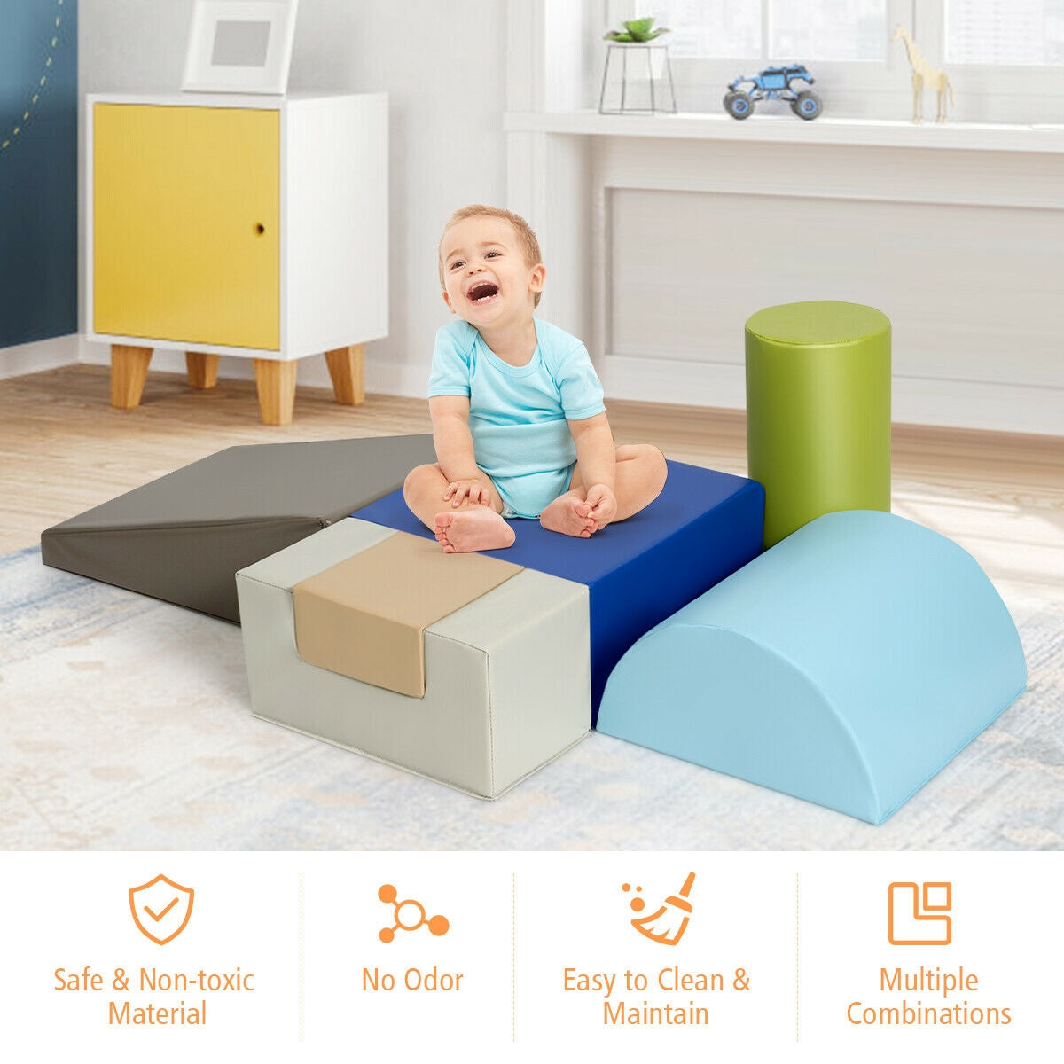 6 Piece Climb Crawl Play Set Indoor Kids Toddler