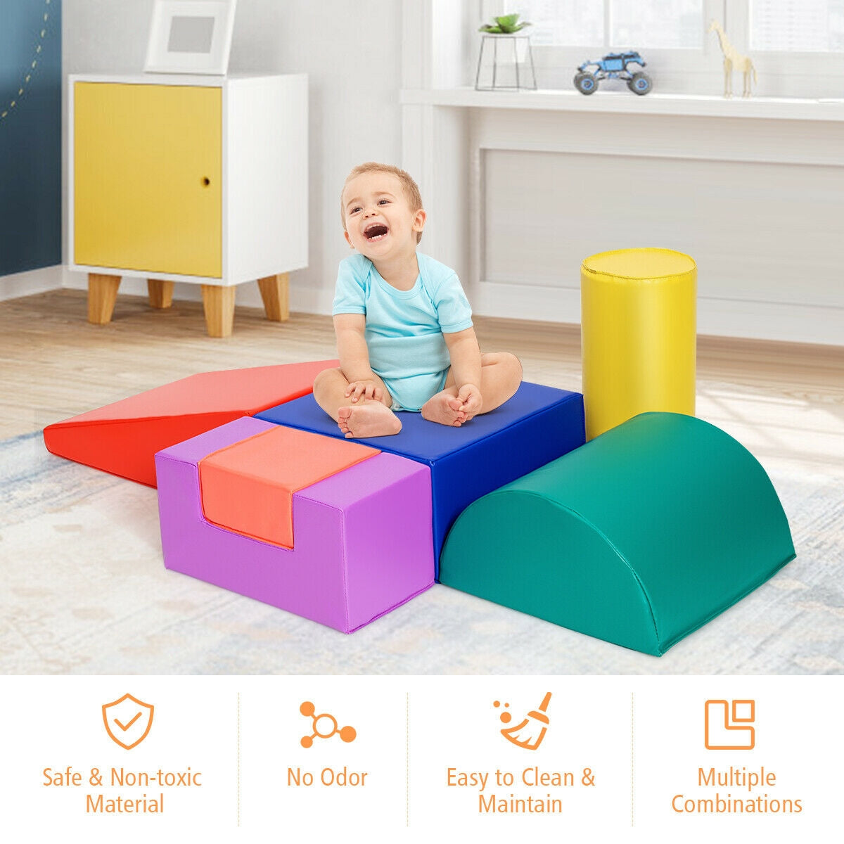 6 Piece Climb Crawl Play Set Indoor Kids Toddler
