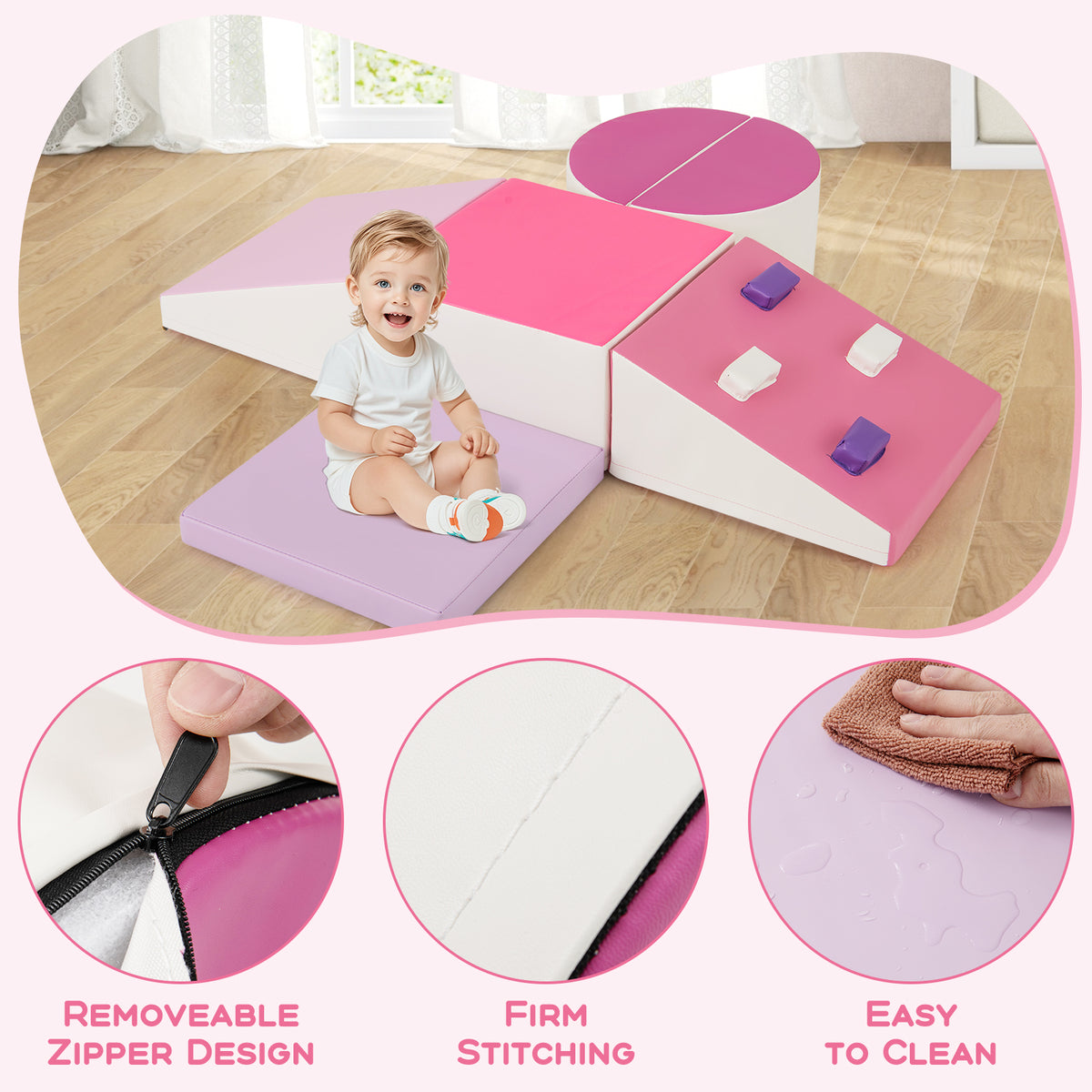 6-Piece Foam Climbing Blocks Set for Toddlers - Soft Play Gym