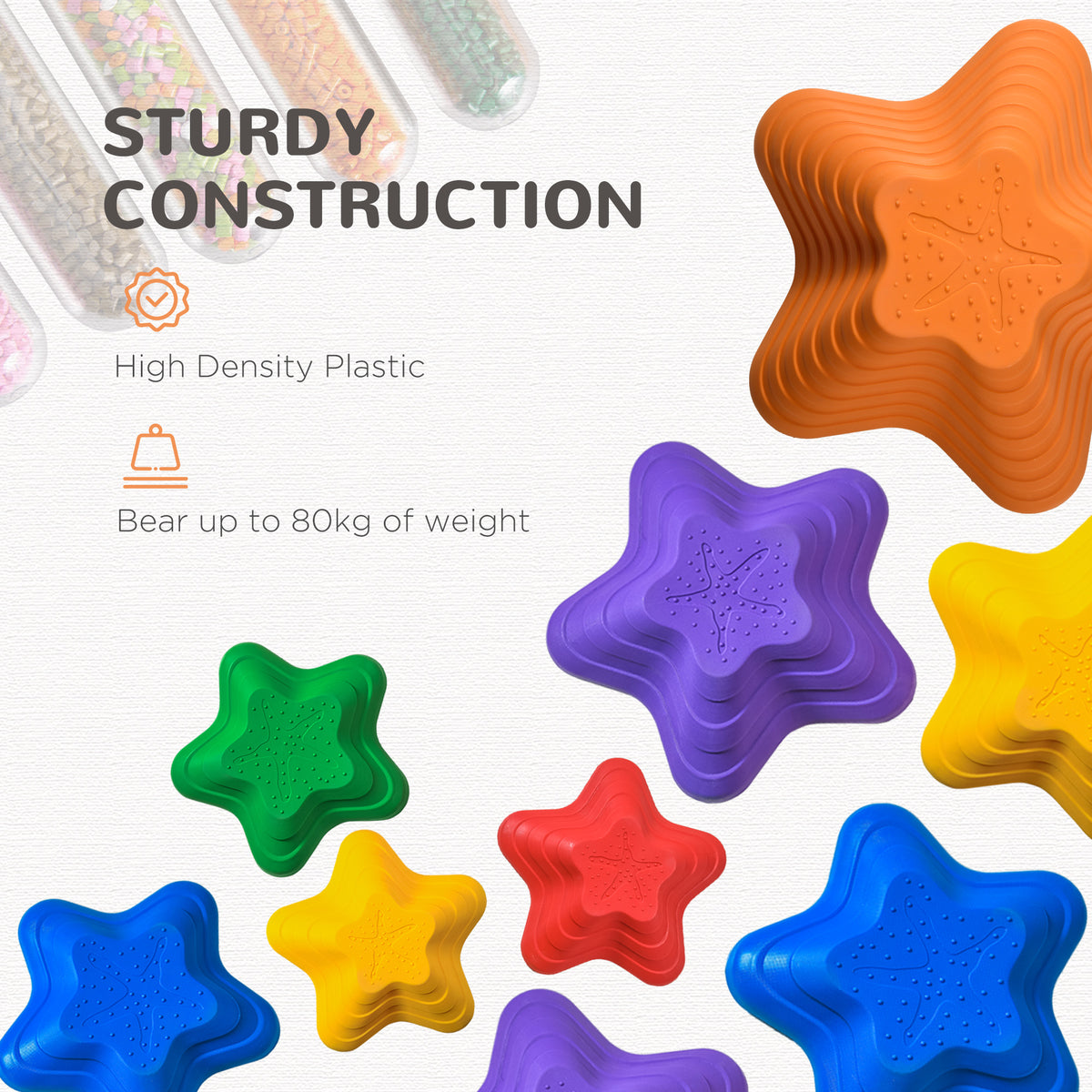 6PCs Larger Size Balance Stepping Stones for Kids with Non-slip Bottom, Stackable Obstacle Course Outdoor Indoor, Play River Rocks with Starfish Style-Toys & Games > Baby & Toddler Toys > Kids Gym & Playmats-DECOROLALA