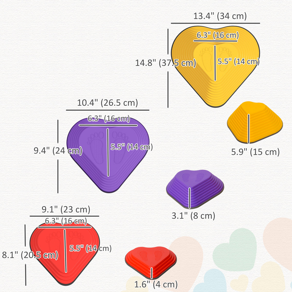 6PCs Non-Slip Stackable Kids Stepping Stones, Heart-Shaped-Toys & Games > Baby & Toddler Toys > Kids Gym & Playmats-DECOROLALA