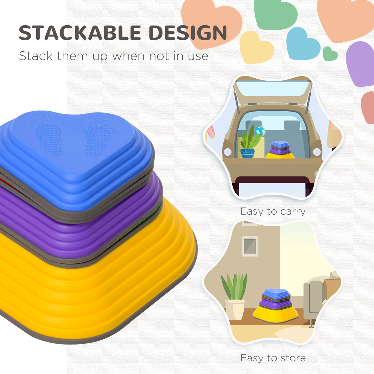 6PCs Non-Slip Stackable Kids Stepping Stones, Heart-Shaped-Toys & Games > Baby & Toddler Toys > Kids Gym & Playmats-DECOROLALA