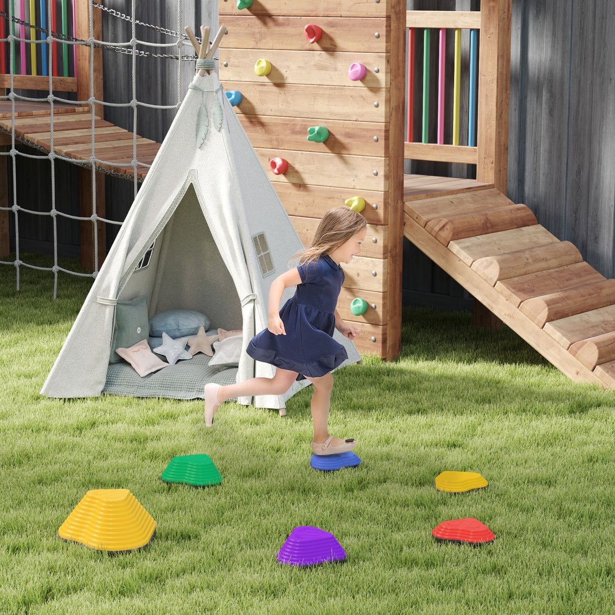 6PCs Non-Slip Stackable Kids Stepping Stones, Heart-Shaped-Toys & Games > Baby & Toddler Toys > Kids Gym & Playmats-DECOROLALA