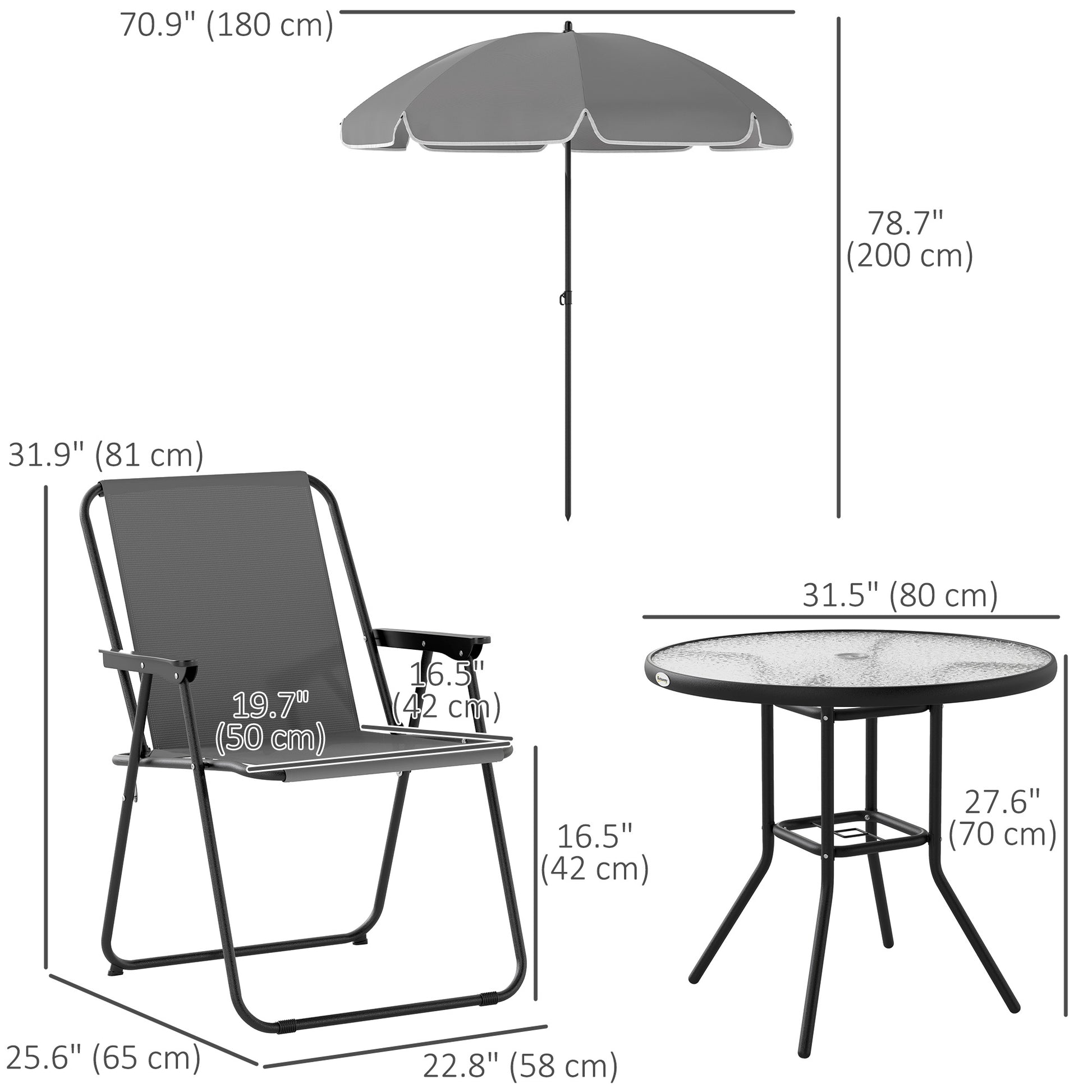 6-Piece Patio Dining Set - Grey Glass Table-DECOROLALA