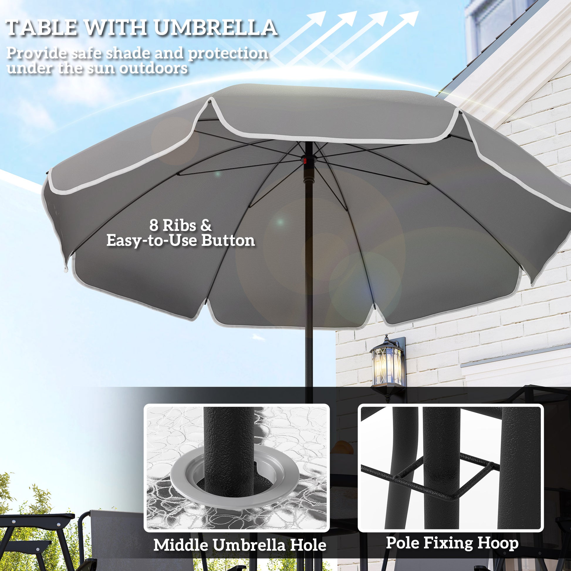 6-Piece Patio Dining Set - Grey Glass Table-DECOROLALA