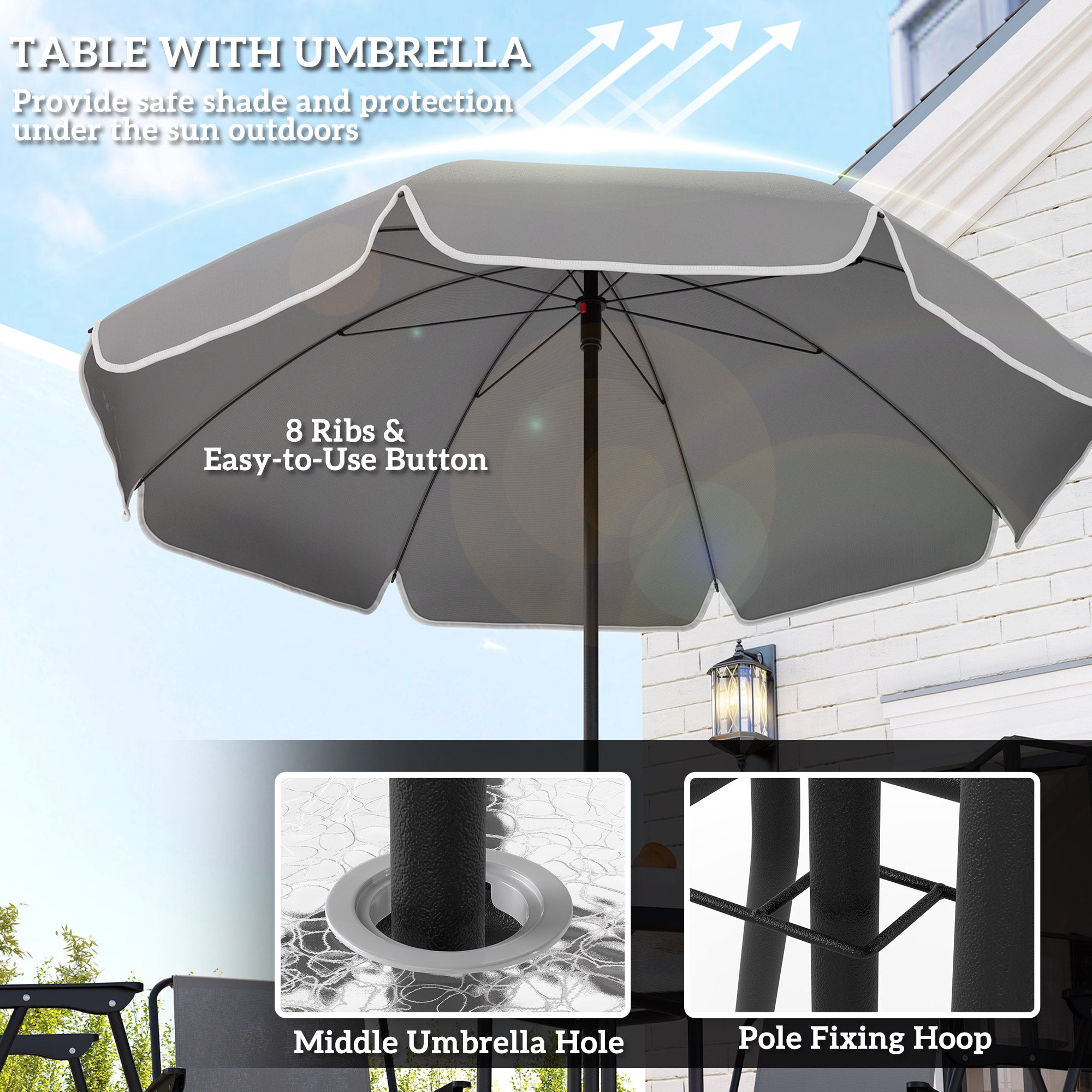 6-Piece Patio Dining Set - Grey Glass Table-DECOROLALA