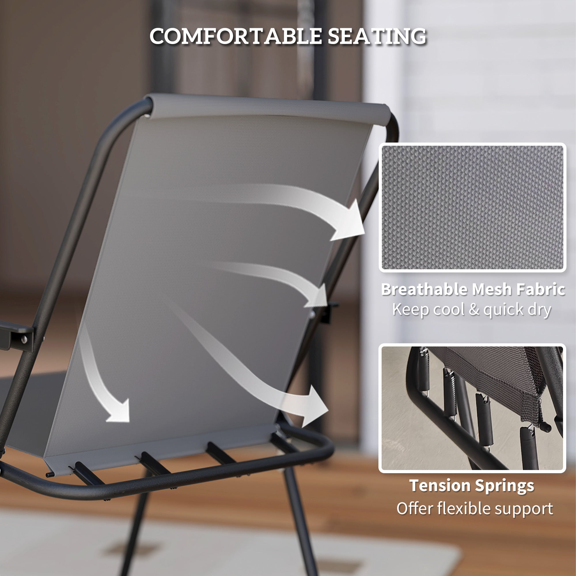 6-Piece Patio Dining Set - Grey Glass Table-DECOROLALA