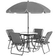 6-Piece Patio Dining Set - Grey Glass Table-DECOROLALA