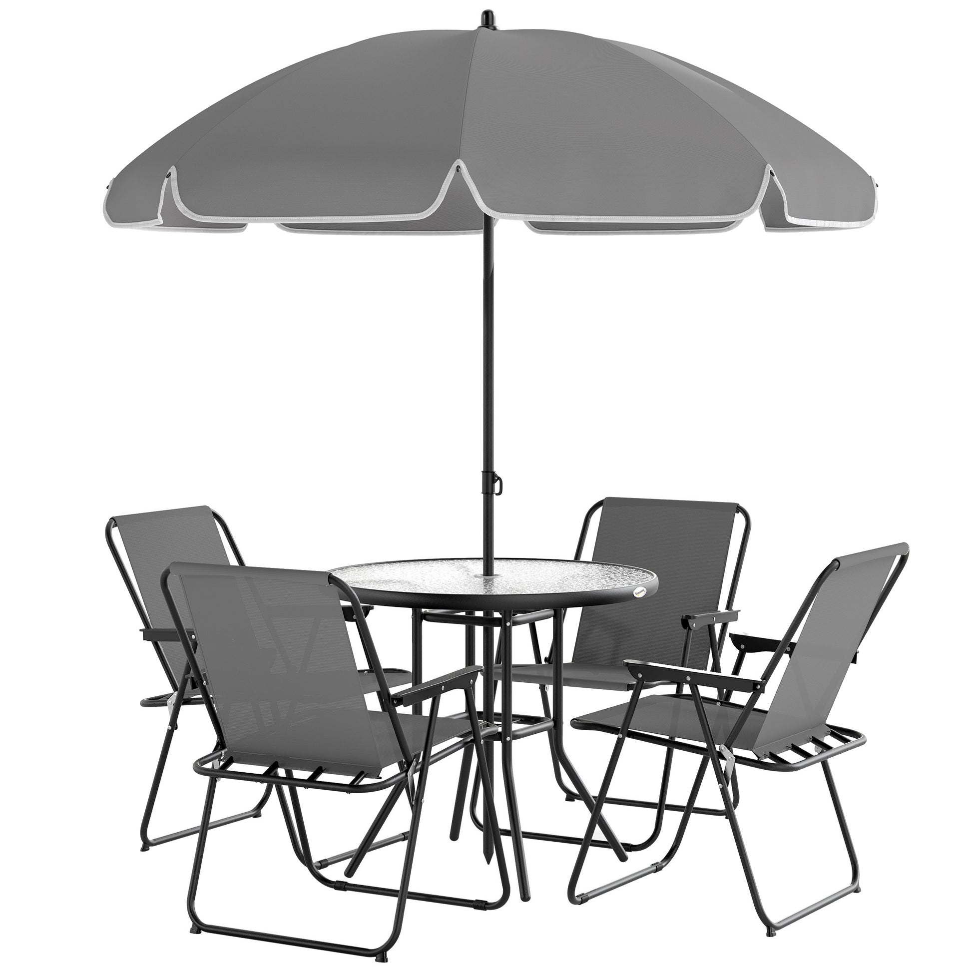 6-Piece Patio Dining Set - Grey Glass Table-DECOROLALA