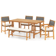 6-Piece Patio Dining Set for 5-6 People Farmhouse Furniture-Patio Dining Sets-DECOROLALA