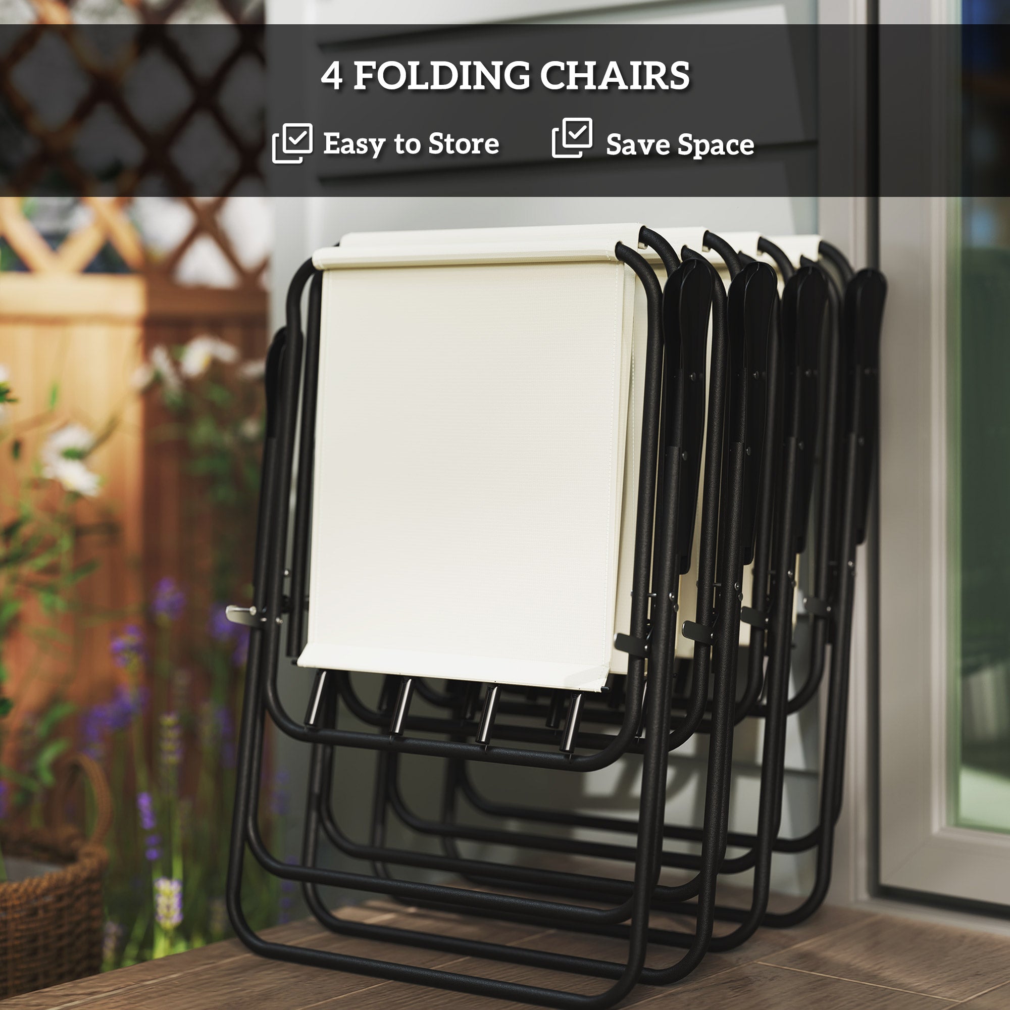 6-Piece Patio Dining Set w/ Umbrella - Cream-DECOROLALA