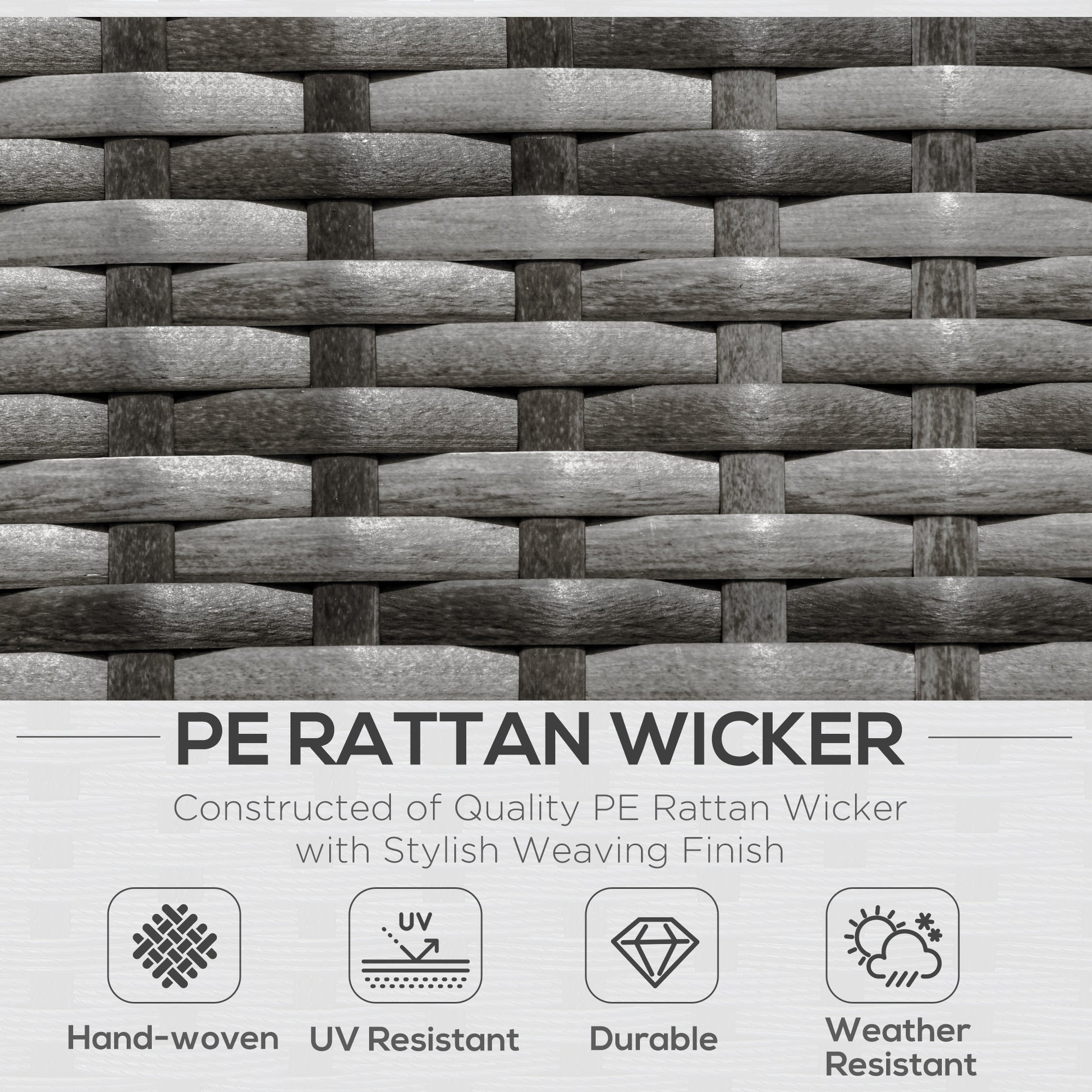 6 Piece Rattan Patio Sectional Set - Grey Charcoal-DECOROLALA