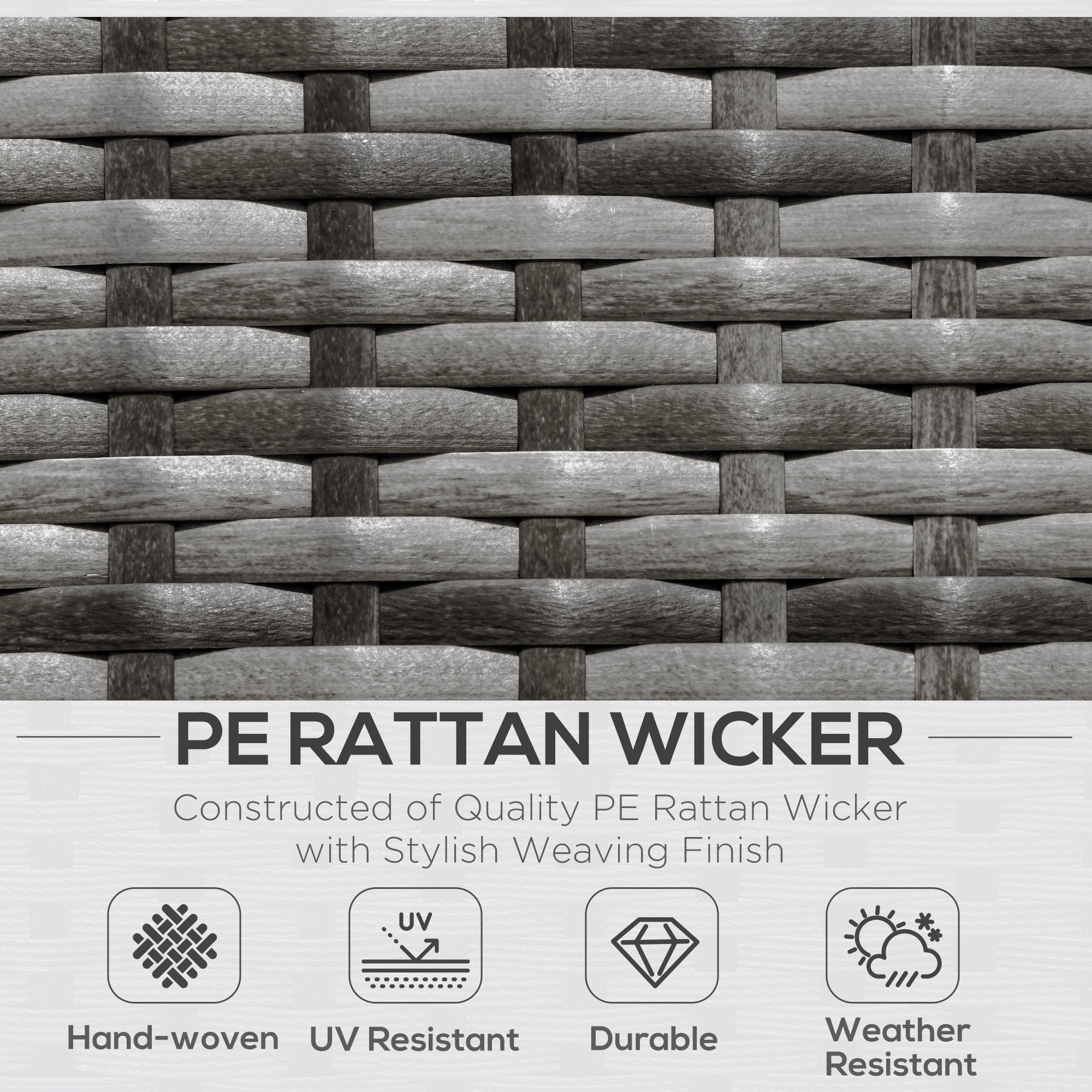 6 Piece Rattan Patio Sectional Set - Grey Charcoal-DECOROLALA