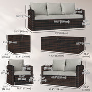 6-Piece Rattan Patio Set - 7-Seater Sectional-Patio Conversation Sets-DECOROLALA