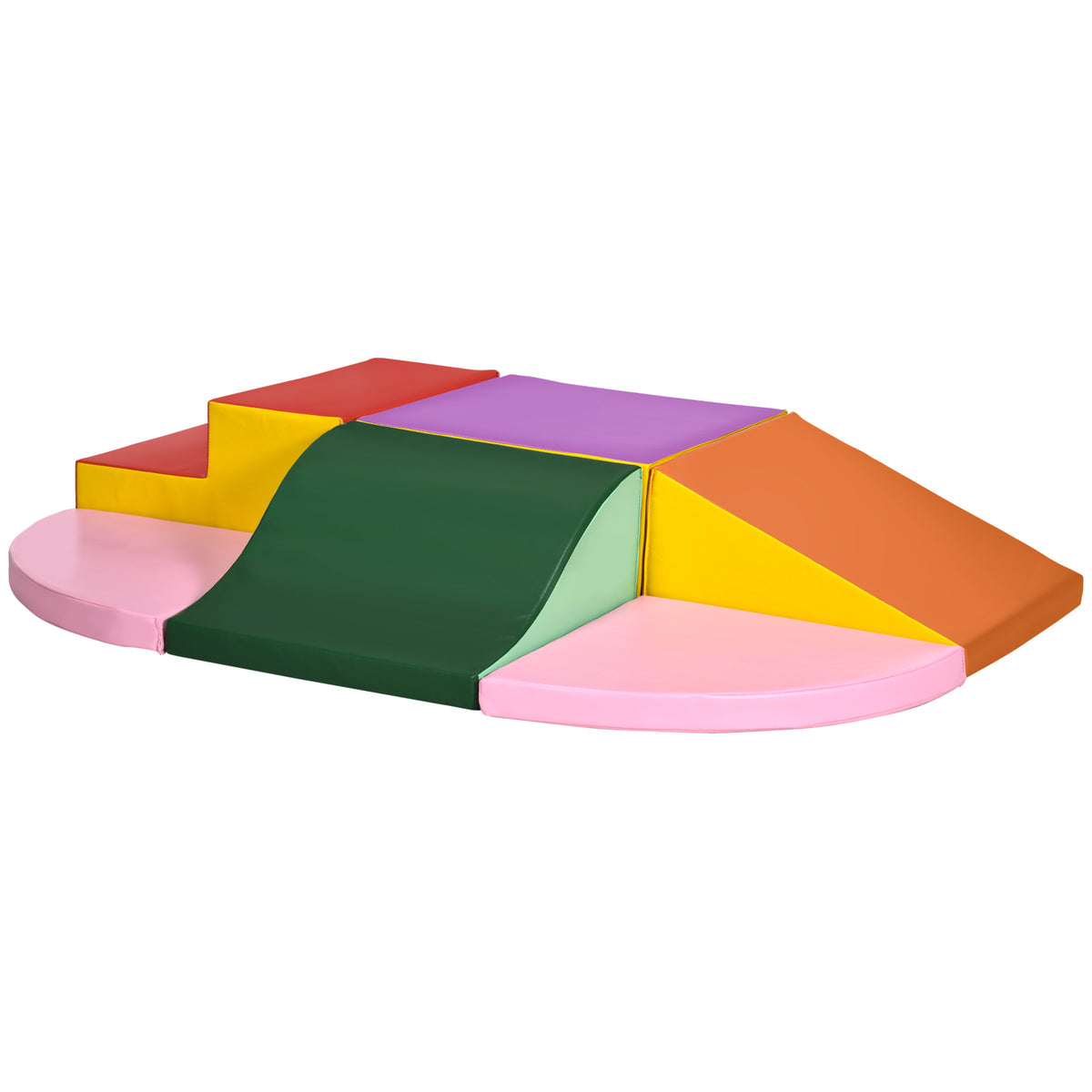 6-Piece Soft Play for 12-36 Months Toddlers to Climb, Crawl, Slide, Red, Pink-Toys & Games > Baby & Toddler Toys > Kids Gym & Playmats-DECOROLALA