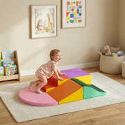 6-Piece Soft Play for 12-36 Months Toddlers to Climb, Crawl, Slide, Red, Pink-Toys & Games > Baby & Toddler Toys > Kids Gym & Playmats-DECOROLALA