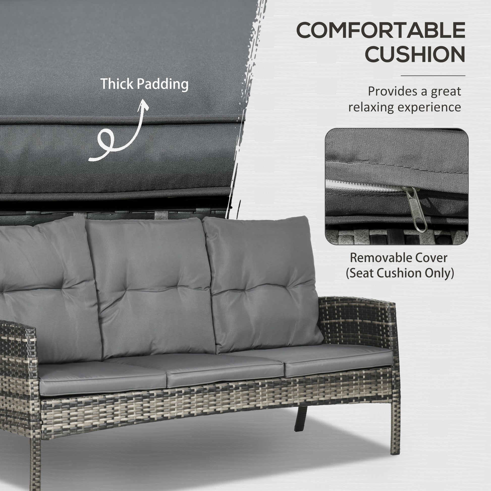 6-Piece Wicker Patio Furniture Set - Grey Conversation-DECOROLALA