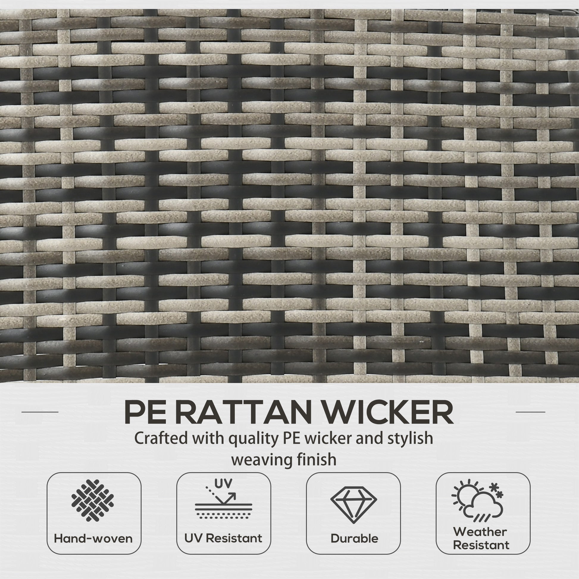 6-Piece Wicker Patio Furniture Set - Grey Conversation-DECOROLALA