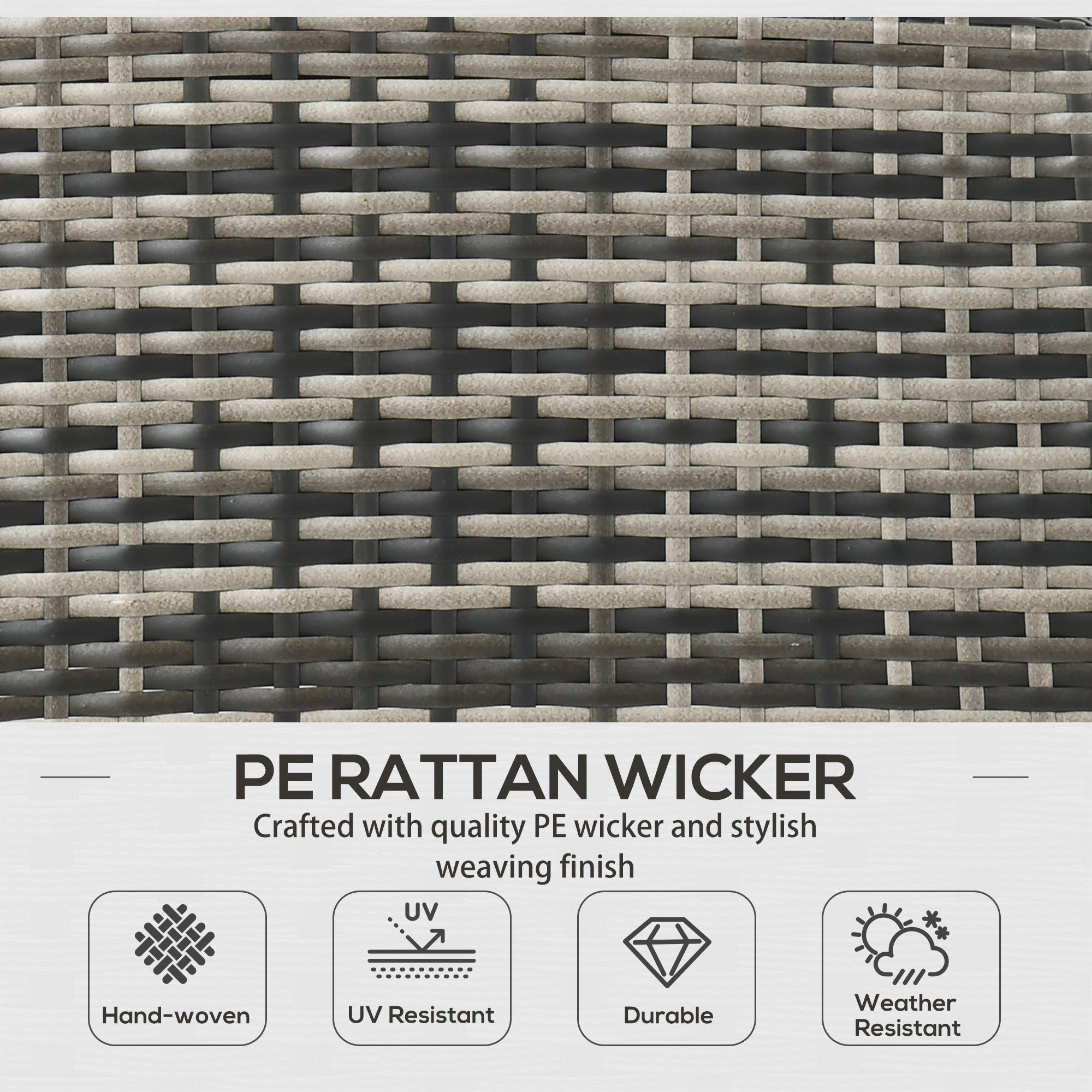 6-Piece Wicker Patio Furniture Set - Grey Conversation-DECOROLALA
