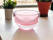 6" Pink Mouth Blown Crystal Thick Walled Bowl-Serving Bowls-DECOROLALA