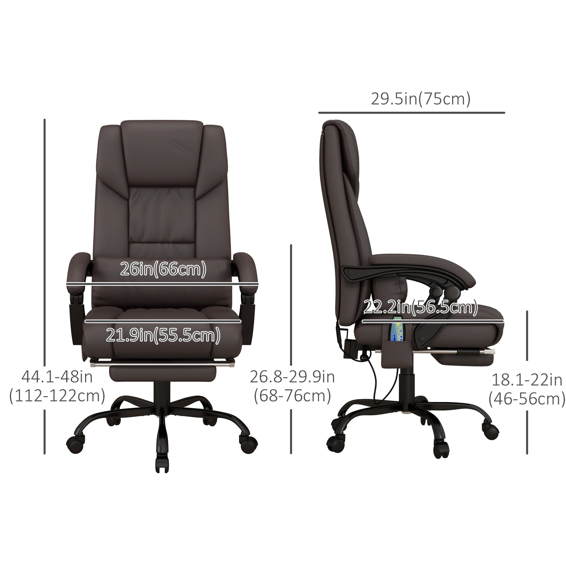 6-Point Massage Chair - Brown Height Adjustable-DECOROLALA
