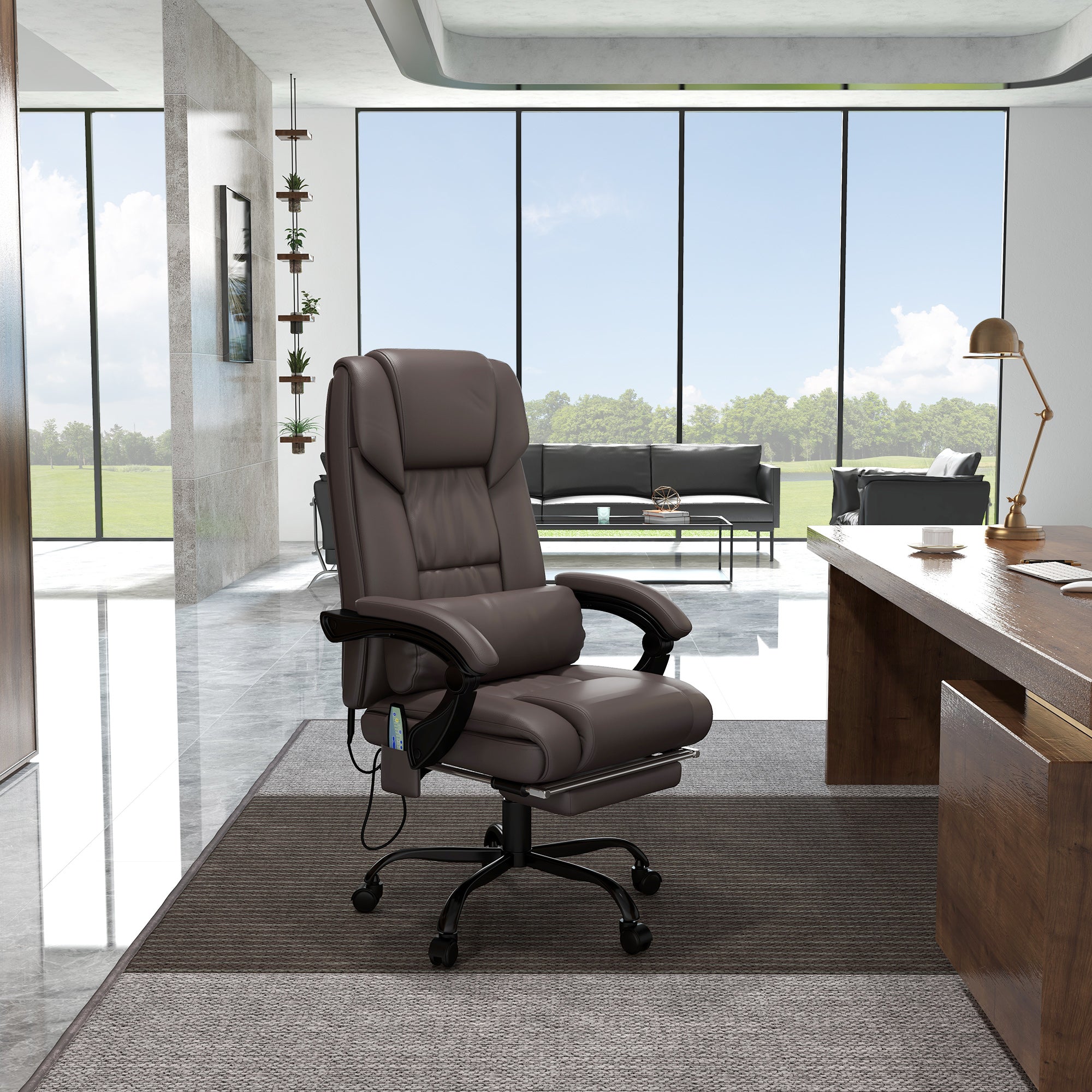 6-Point Massage Chair - Brown Height Adjustable-DECOROLALA