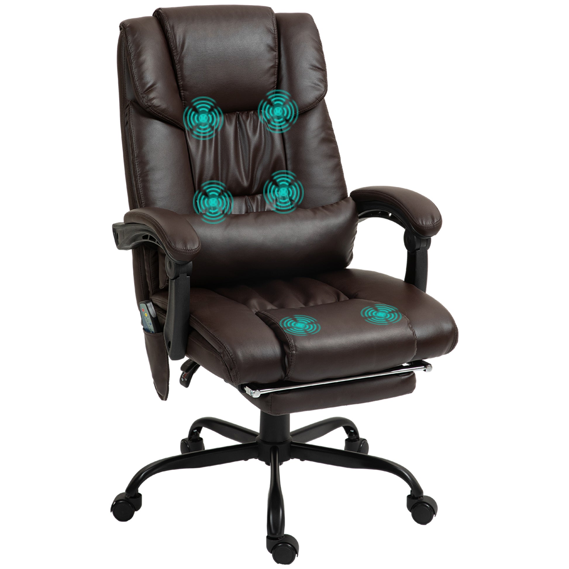 6-Point Massage Chair - Brown Height Adjustable-DECOROLALA
