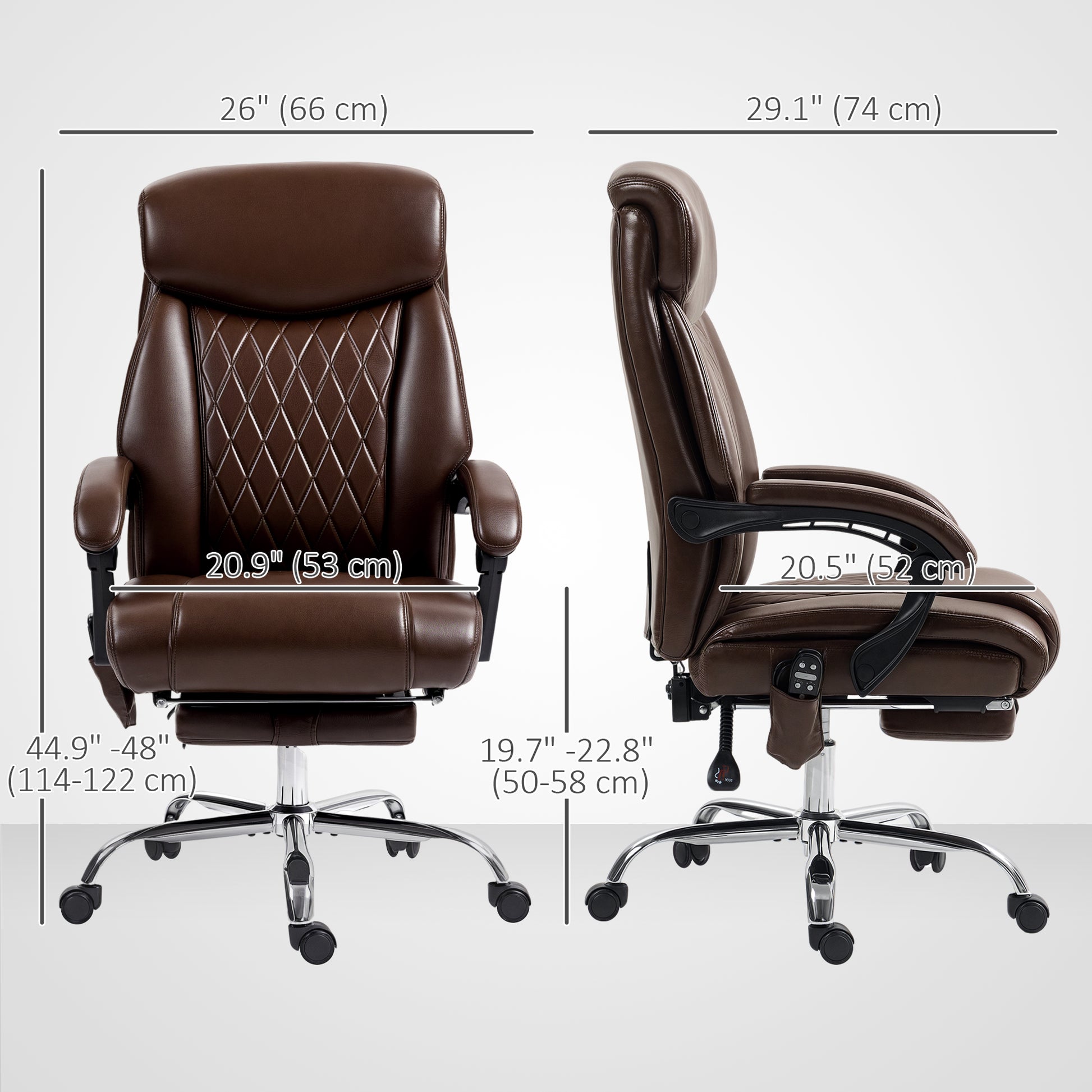 6-Point Massage Office Chair, Ergonomic Reclining Desk Chair, Dark Brown-DECOROLALA