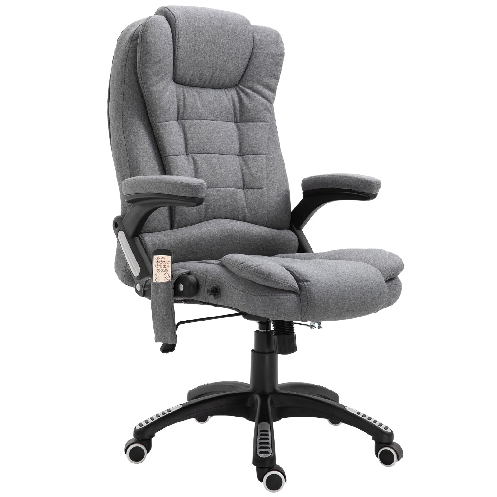 6-Point Vibrating Massage Executive Office Chair - Grey Linen-Office Products > Office Furniture > Office Chairs > Massage Chairs-DECOROLALA