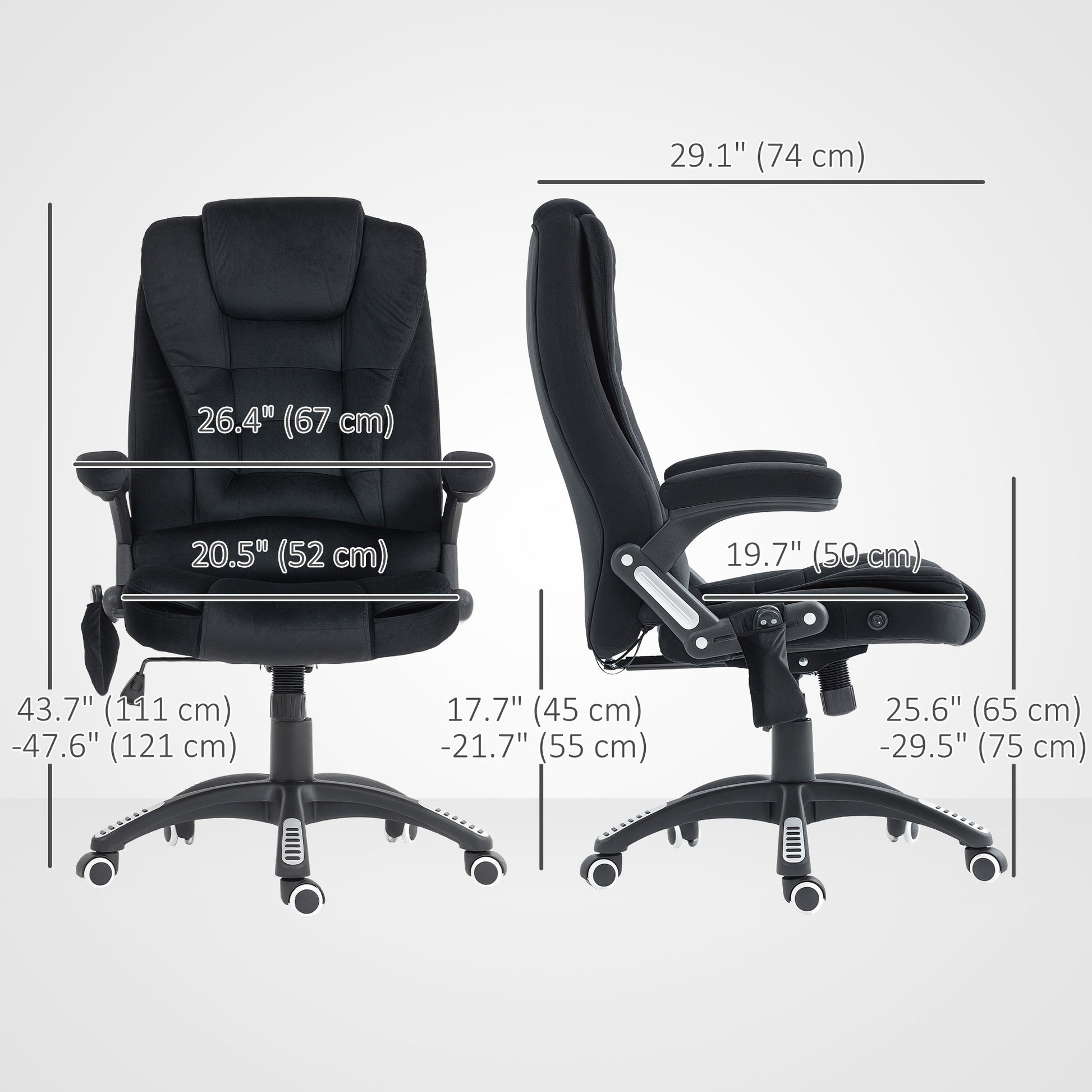 6 Point Vibrating Massage Office Chair High Back Executive Chair with Reclining Back, Swivel Wheels, Black-Office Products > Office Furniture > Office Chairs > Massage Chairs-DECOROLALA