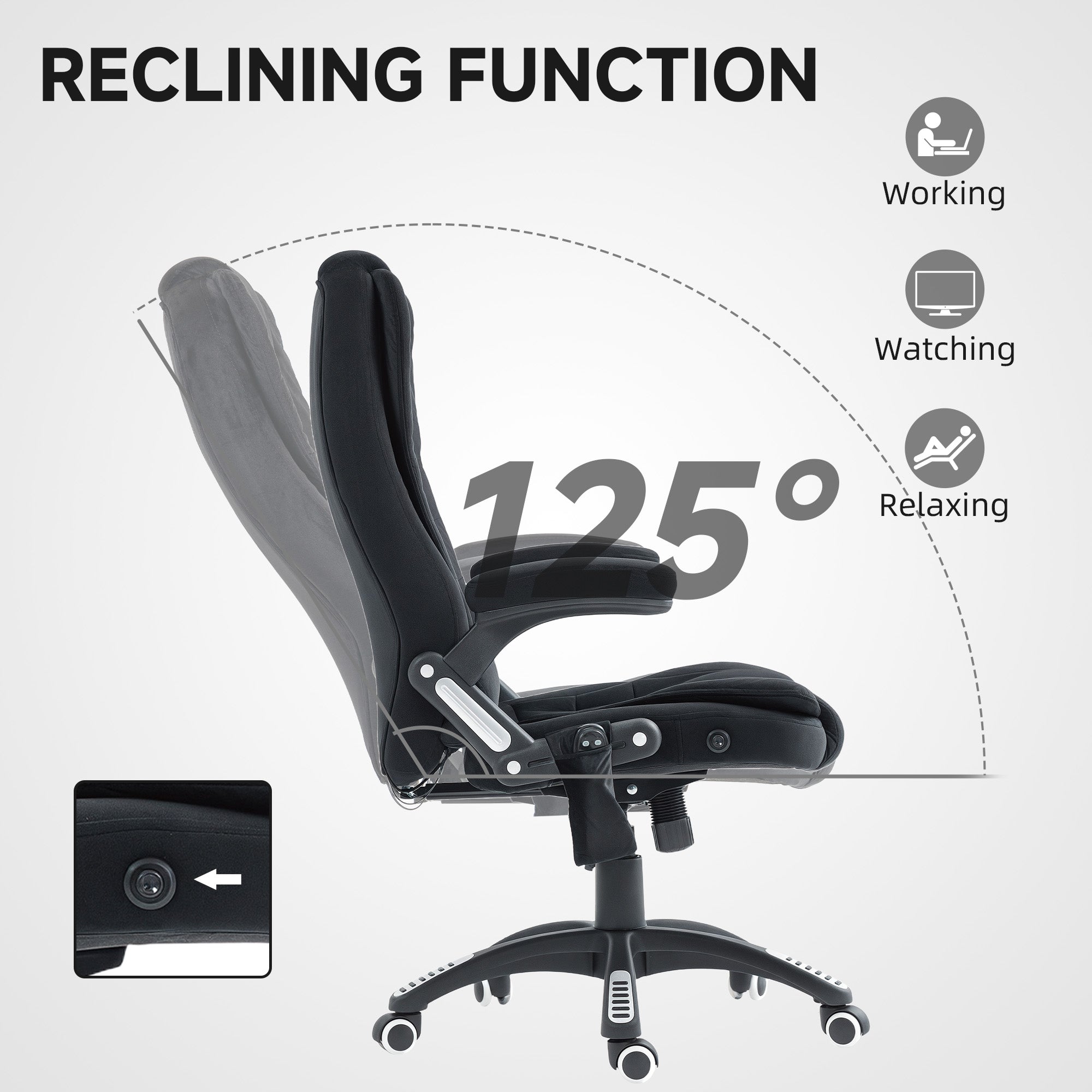 6 Point Vibrating Massage Office Chair High Back Executive Chair with Reclining Back, Swivel Wheels, Black-Office Products > Office Furniture > Office Chairs > Massage Chairs-DECOROLALA