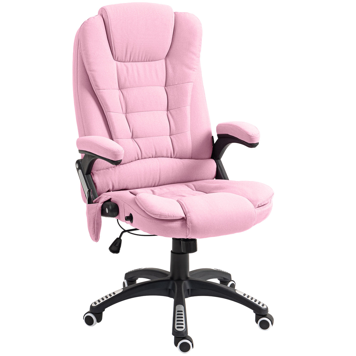 6 Point Vibrating Massage Office Chair - Pink Linen Reclining-Massage Chairs-DECOROLALA
