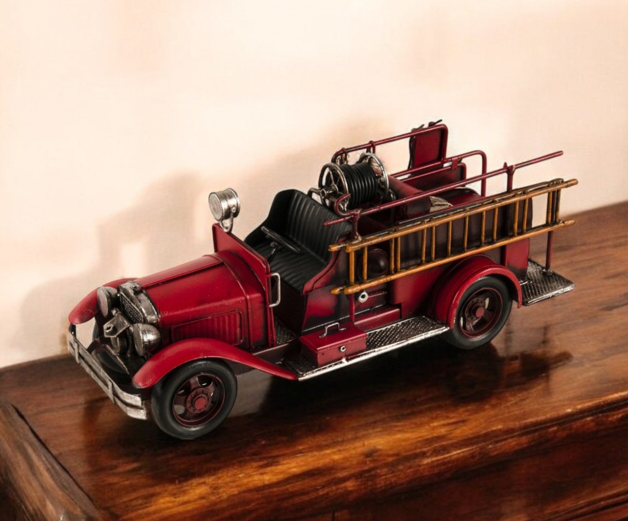 6" Red Metal Hand Painted Model Car Tabletop Sculpture-Sculptures-DECOROLALA
