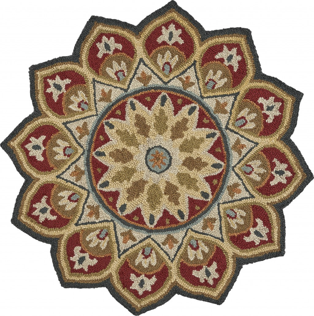 6' Red Wool Hand Tufted Round Rug-Area Rugs-DECOROLALA