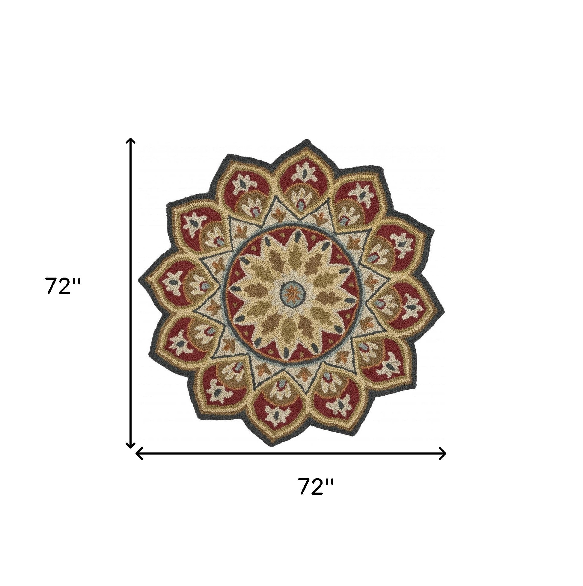 6' Red Wool Hand Tufted Round Rug-Area Rugs-DECOROLALA