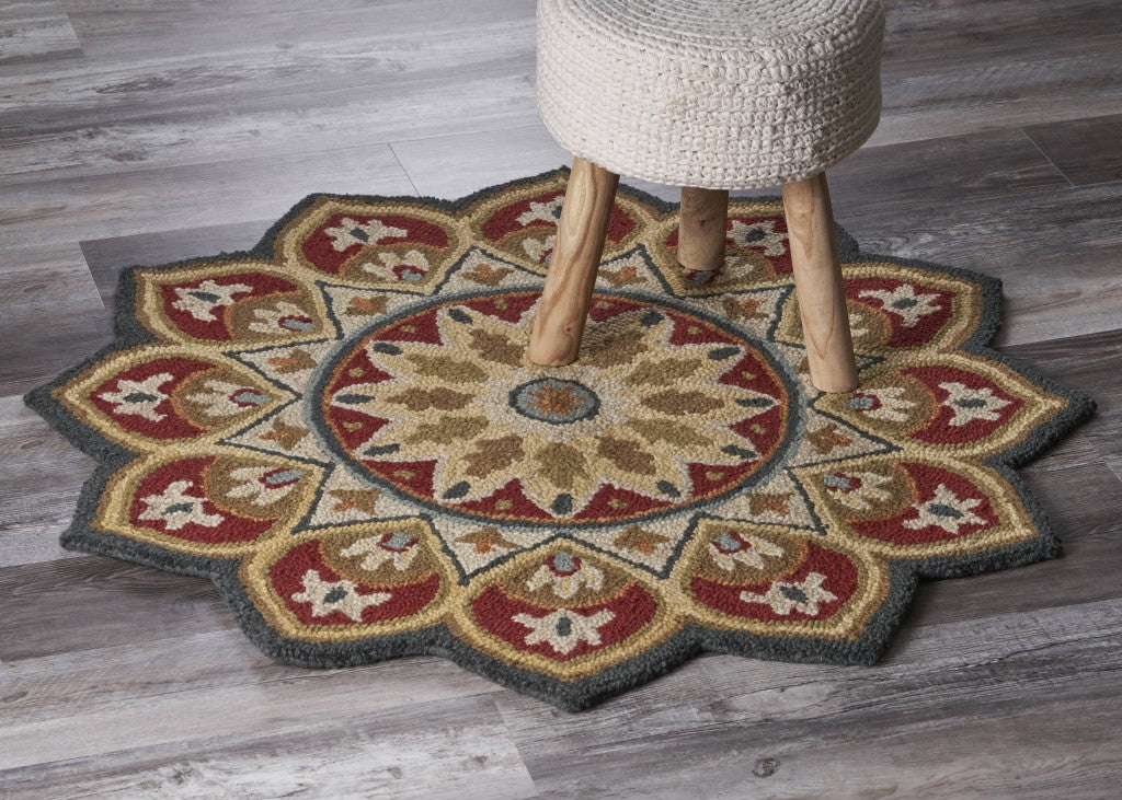 6' Red Wool Hand Tufted Round Rug-Area Rugs-DECOROLALA