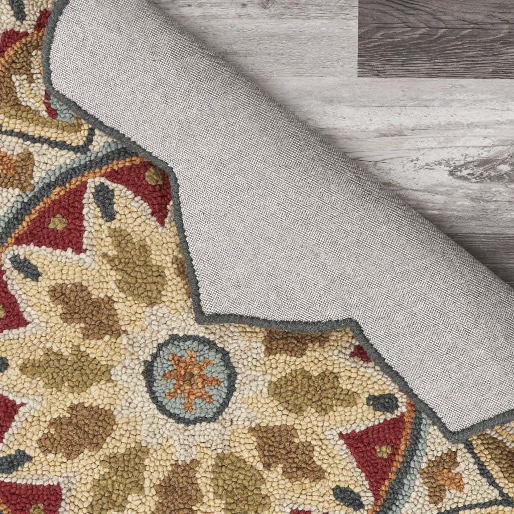 6' Red Wool Hand Tufted Round Rug-Area Rugs-DECOROLALA