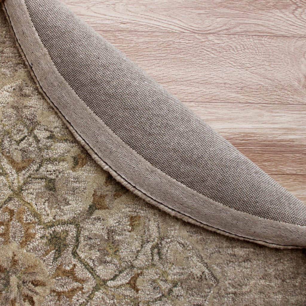 6' Round Beige Distressed Medallion Area Rug-Area Rugs-DECOROLALA