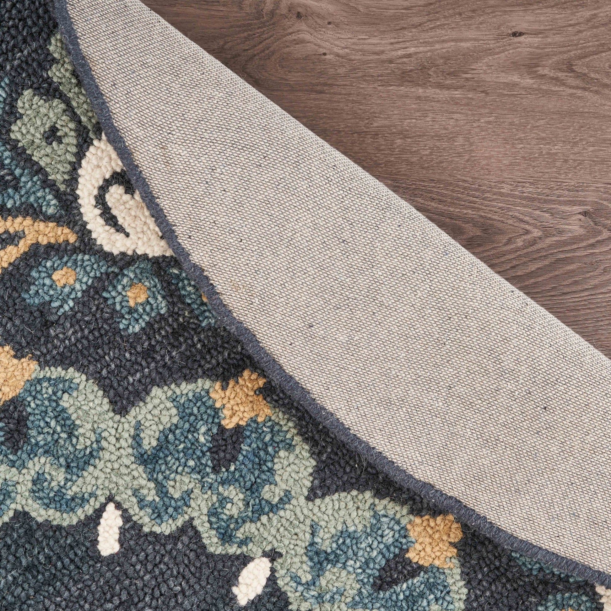 6' Round Black Floral Paradise Area Rug-Area Rugs-DECOROLALA