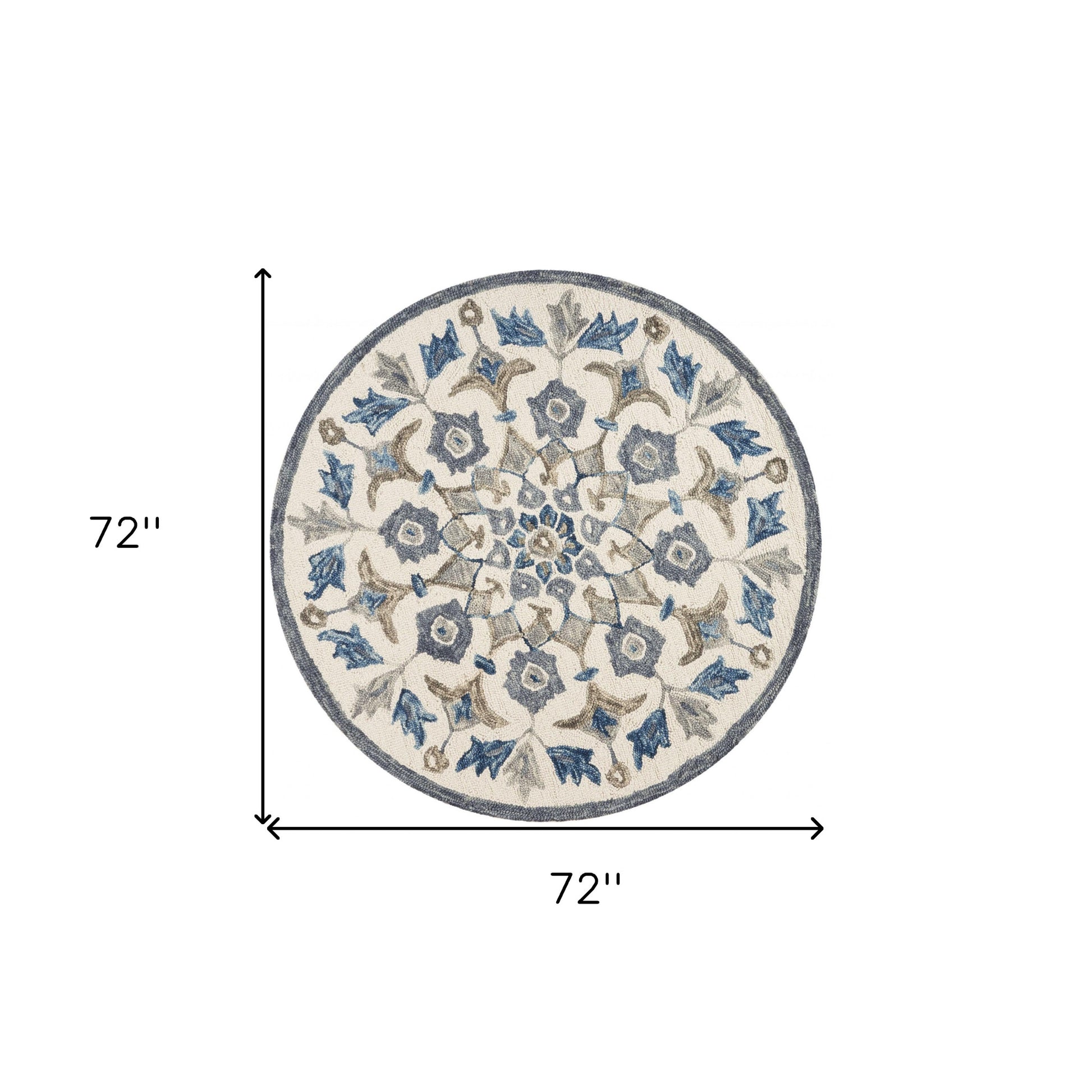 6' Round Blue Floral Oasis Area Rug-Area Rugs-DECOROLALA